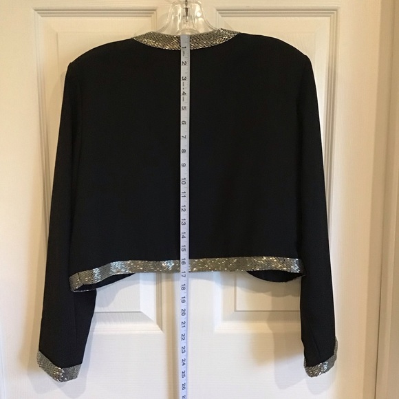 Vintage black long sleeve shrug with silver trim, size XS - Picture 8 of 8